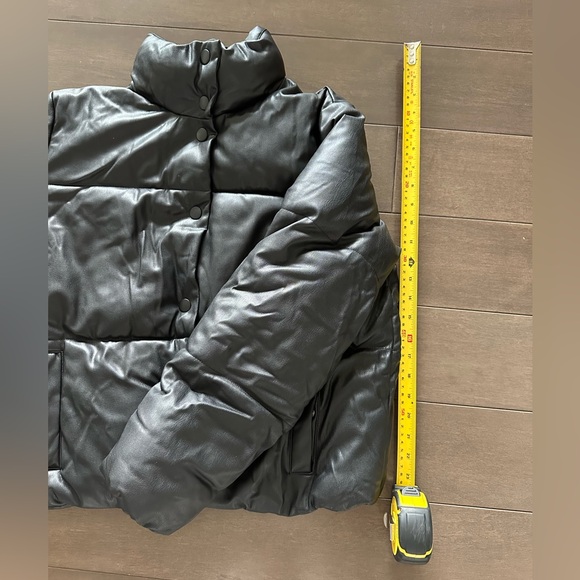 Black Faux Leather Puffer - Picture 5 of 5